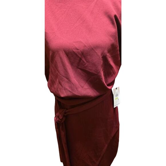 Kensie Belted Midi Dress – Deep burgundy – Size 4 - Picture 2 of 5